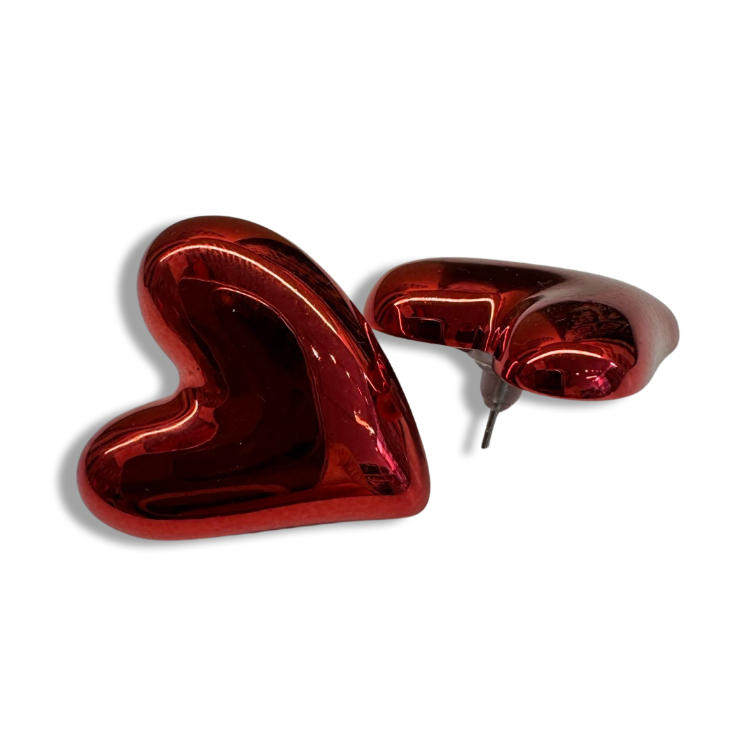 Σκουλαρίκια “shiny lov” κόκκινο