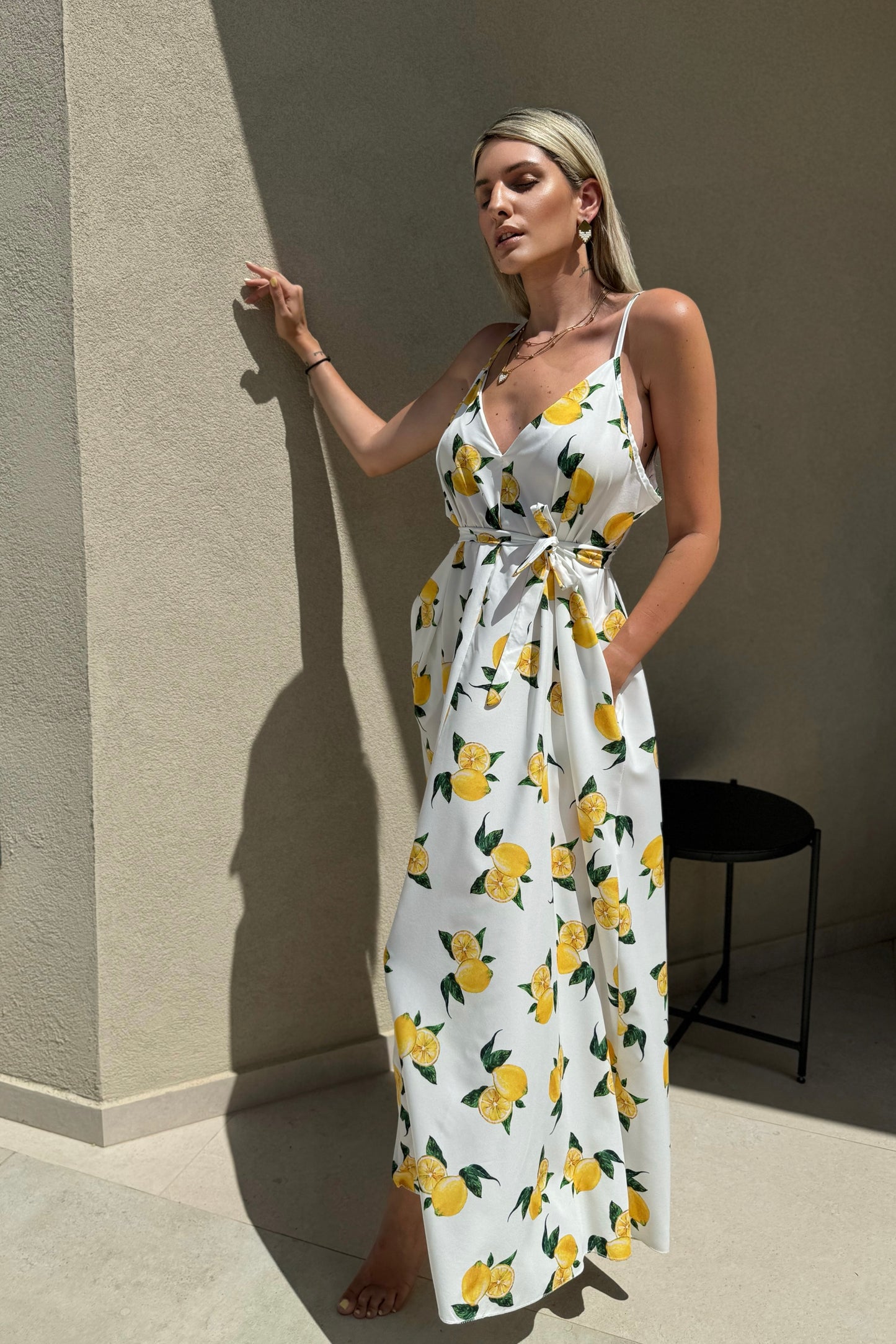 Aria Dress Lemons White