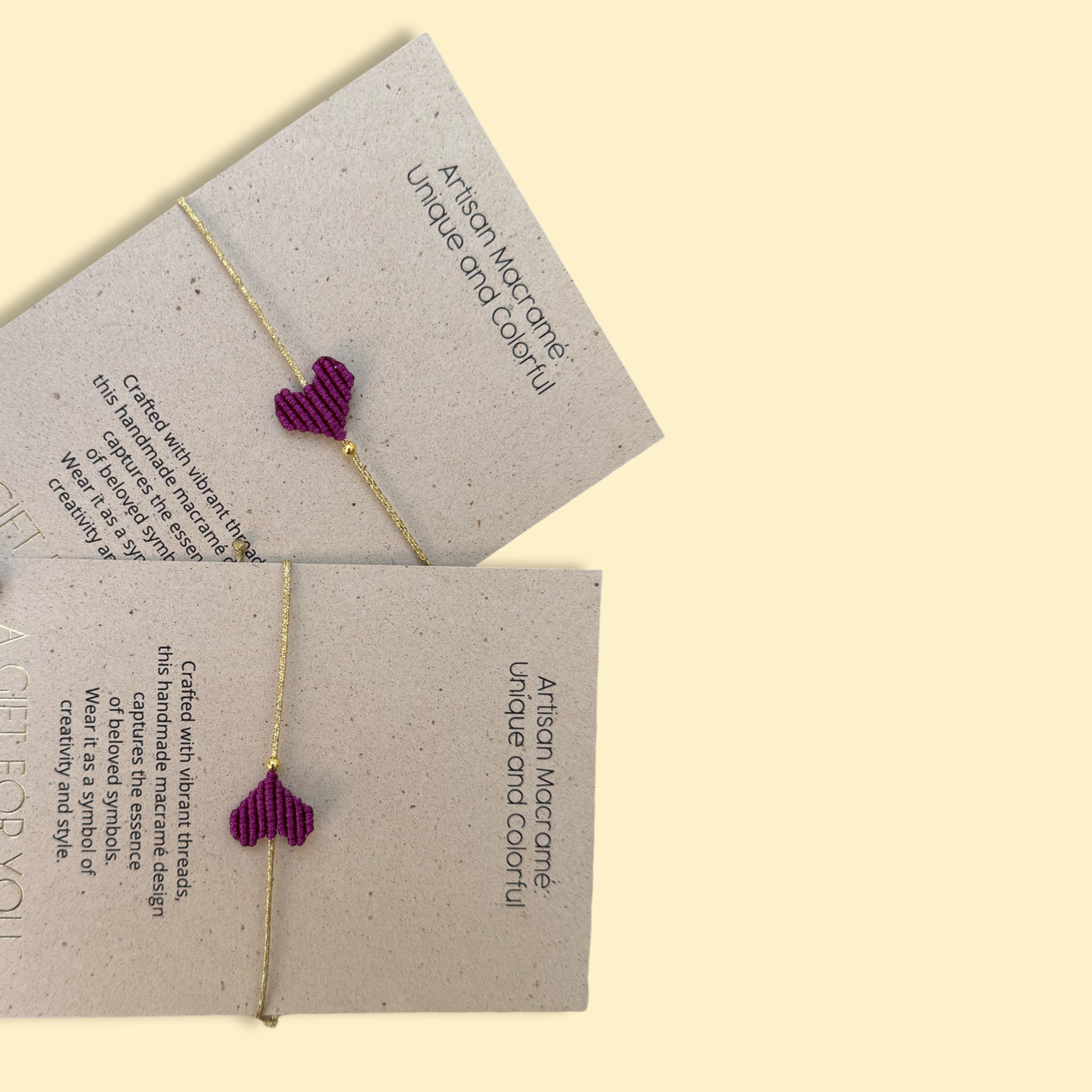 Macrame Heart Bracelet Purple