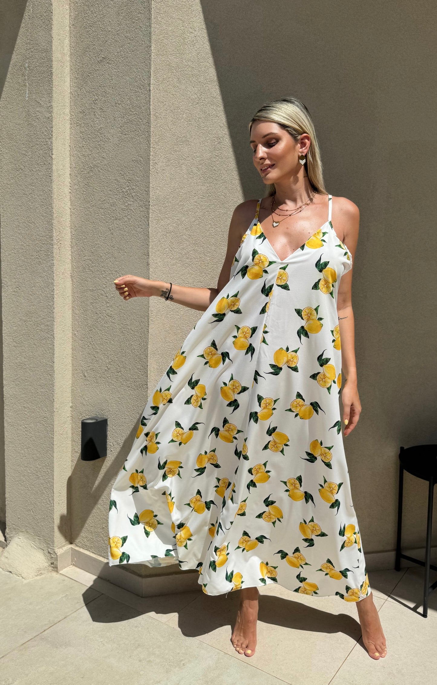 Aria Dress Lemons White