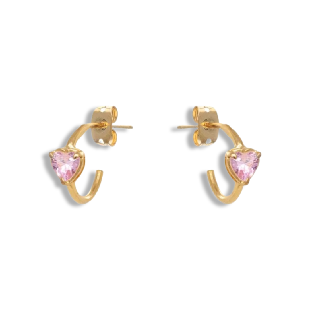 Love zircon earrings (ροζ)