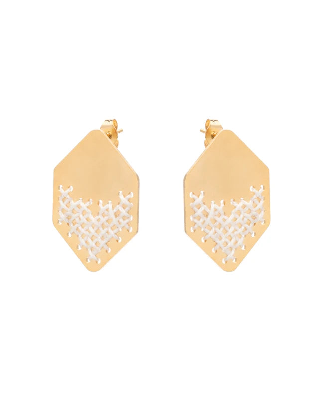 Rhombus Earrings White