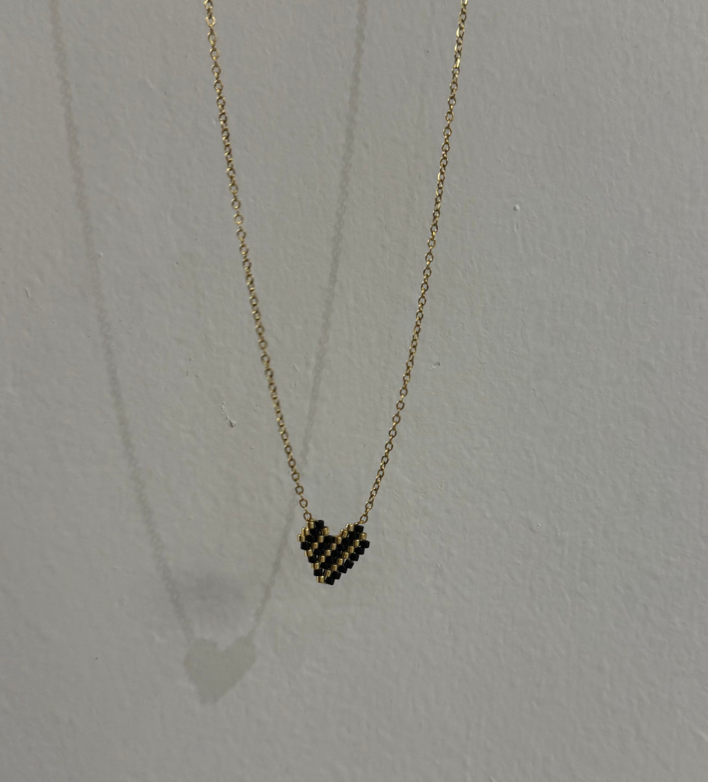 Heart Necklace Black & Gold