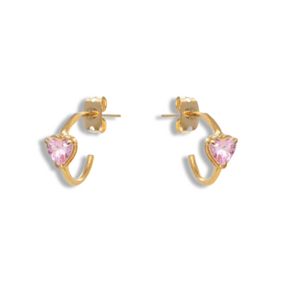 Love zircon earrings (ροζ)