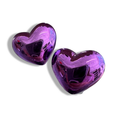 Σκουλαρίκια «mini shiny lov hearts” μωβ